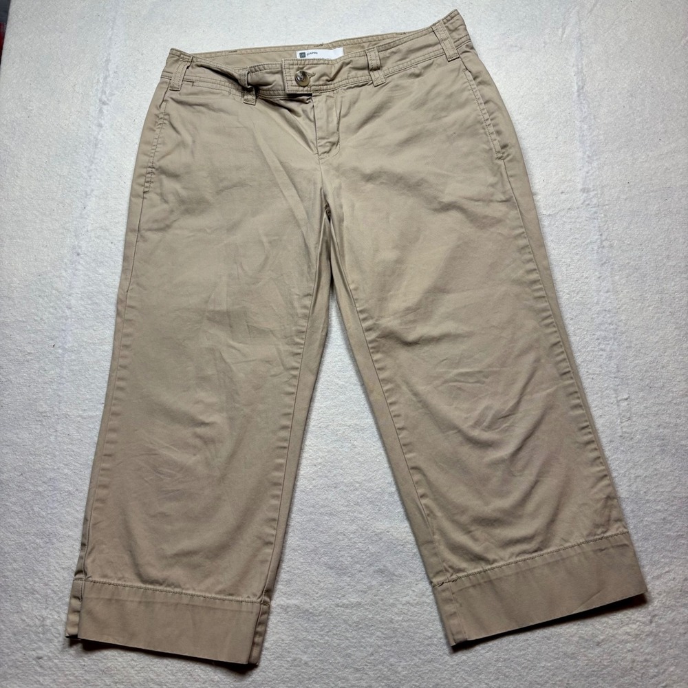 Gap Favorite Khaki Capri Pants Tan Beige 100% Cotton Cropped Chinos Size 6 #375